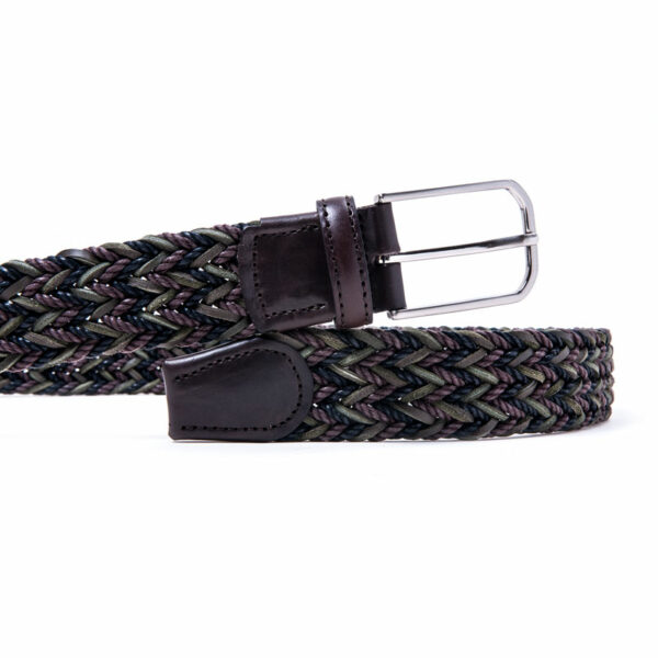 cinturon hombre trenzado piel leather man belt 62101 color T 7