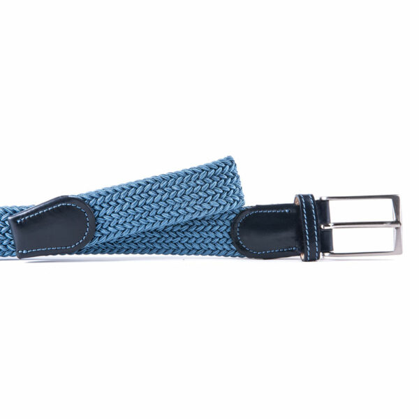 elastic belt man cinturon elastico trenzado hombre blue 24103 azul 327